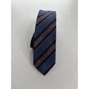 Penguin Blue Plaid Woven Striped Pattern 100% Cotton Skinny Tie NWOT T-1096